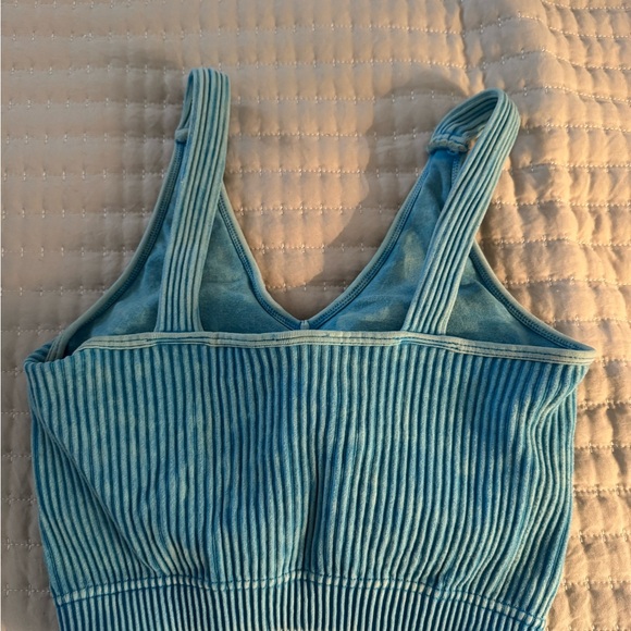 Zenana Outfitters Teal Ribbed Crop Top - Picture 2 of 4